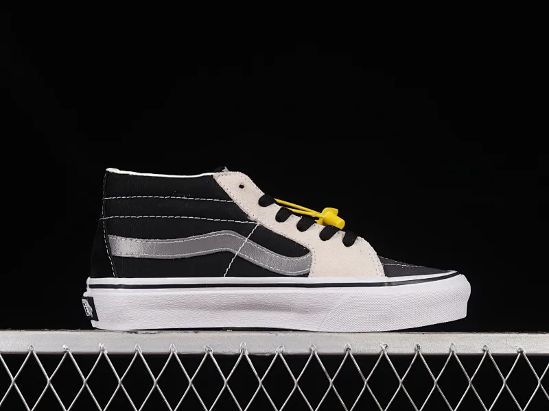 All categories Vans Vans series Vans Mid Vans China Vans Sk8 Mid Reissue black and gray splicing mid-top retro casual canvas skateboard shoes VN0A3WM32PD